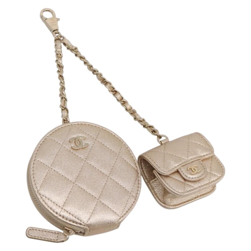 Chanel Pearl Crown CC Multi Pouches Wristlet Quilted Lambskin